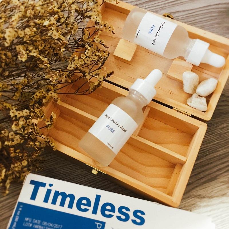 Review Serum Timeless – Sản phẩm chăm sóc da làm triệu trái tim phải đẹp loạn nhịp 4 Sản phẩm Serum hiệu Timeless Hyaluronic Acid Pure