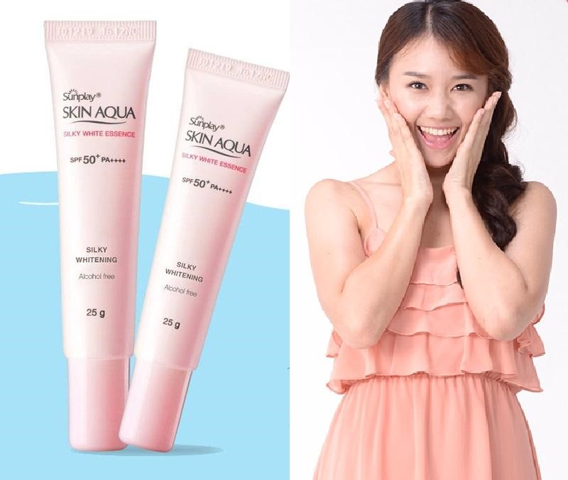 Kem chống nắng Skin Aqua – Dòng kem chống nắng bình dân đầy chất lượng 15 Skin Aqua Silky White Essence SPF50+ thẩm thấu nhanh