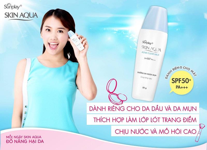 Kem chống nắng Sunplay – Sản phẩm chống nắng “Quốc Dân” đang gây bão hiện nay 9 Sunplay Skin Aqua Acne Clear Milk