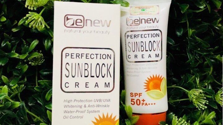 Top 10 kem chống nắng cho da dầu tốt nhất hiện nay 13 Kem chống nắng Benew Perfection Sunblock Cream là dòng kem đa dụng có khả năng chống nắng, dưỡng ẩm, dưỡng trắng và kiểm soát nhờn hiệu quả.