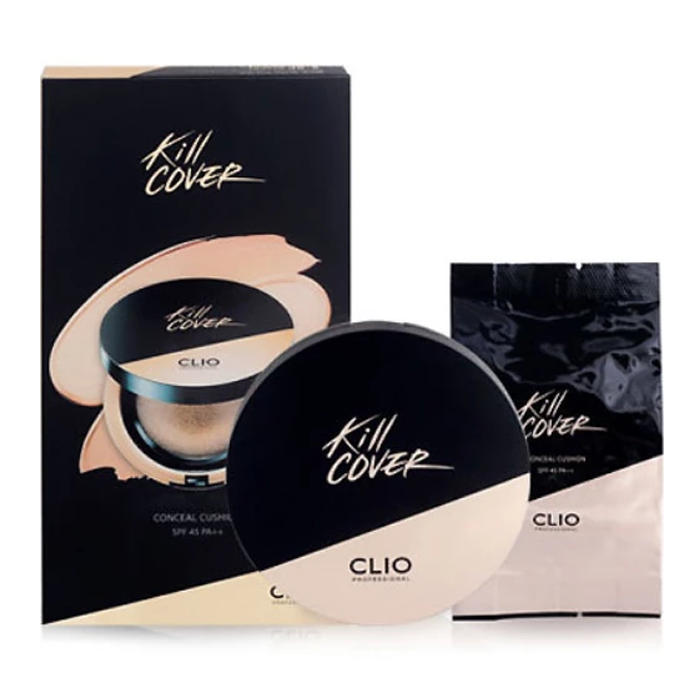 Review chi tiết phấn nước Clio - Mỹ phẩm Hàn Quốc đang được săn đón 2 Phấn nước Clio Kill Cover Conceal Cushion được thiết kế vỏ hộp khác biệt với tông vàng kem-đen sang trọng, huyền bí