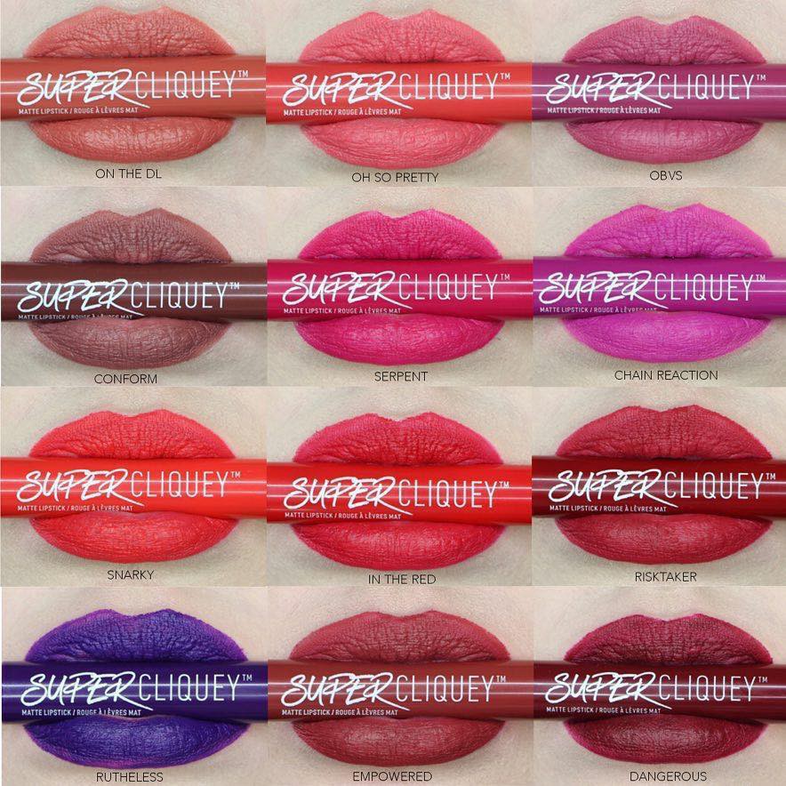 Son NYX Professional Makeup Super Cliquey Satin Matte Lipstick 2 Bảng màu son NYX Professional Makeup Super Cliquey Satin Matte Lipstick