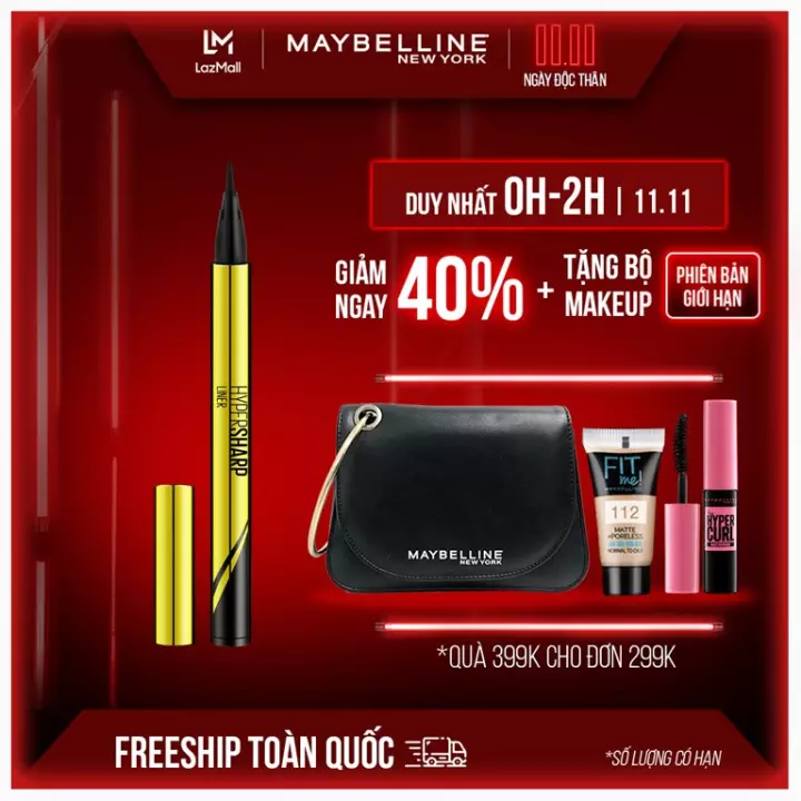 Top 5 Sản phẩm trang điểm khuyến mãi hot nhất Lazada 11.11 2 Maybelline New York HyperSharp Liner Đen 0.5g