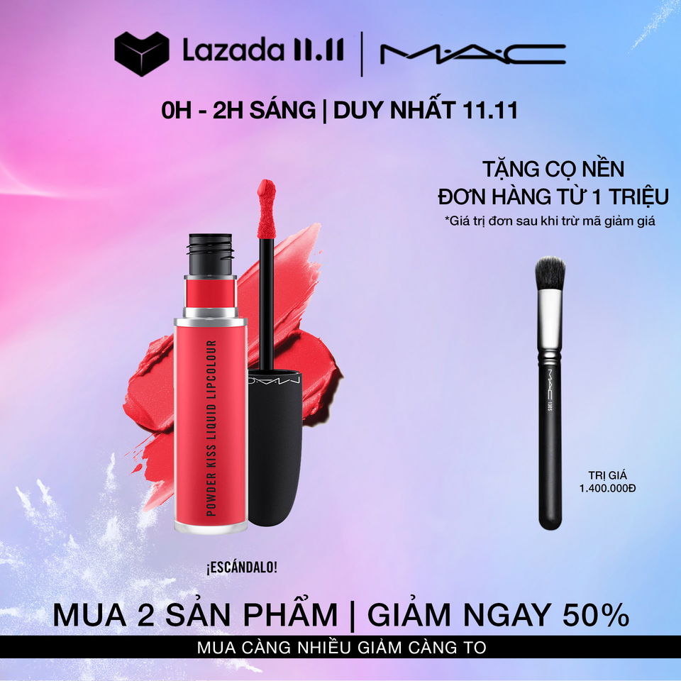 Top 5 Sản phẩm trang điểm khuyến mãi hot nhất Lazada 11.11 3 Son môi MAC Powder Kiss Lipstick 3g