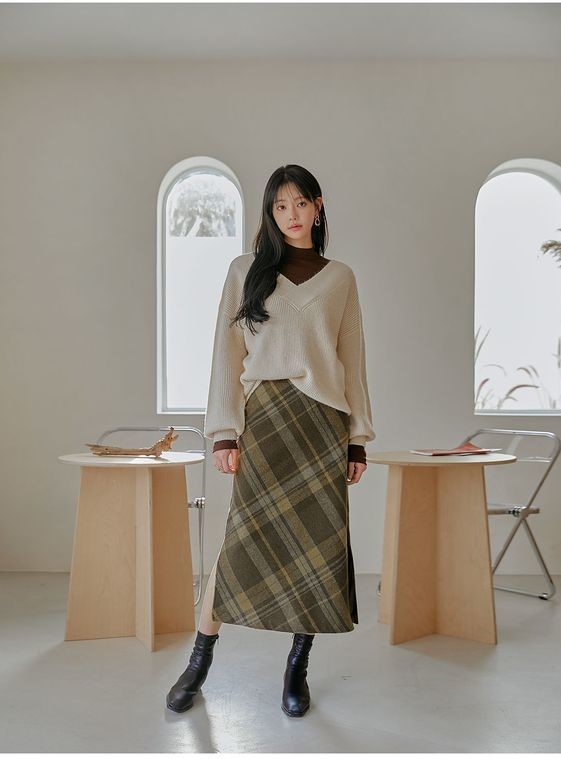 Lịch sử giá 6 màu Chân váy dài midi Kẻ sọc caro Stylist Hàn Quốc cập nhật  82023  BeeCost