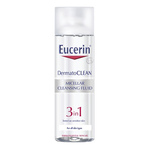 Nước tẩy trang cho da nhạy cảm Eucerin Dermato Clean Micellar Cleansing Fluid 3 In 1