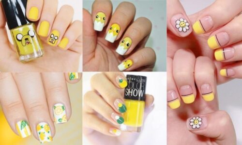 4 mẫu nail tông màu vàng họa tiết dễ thương