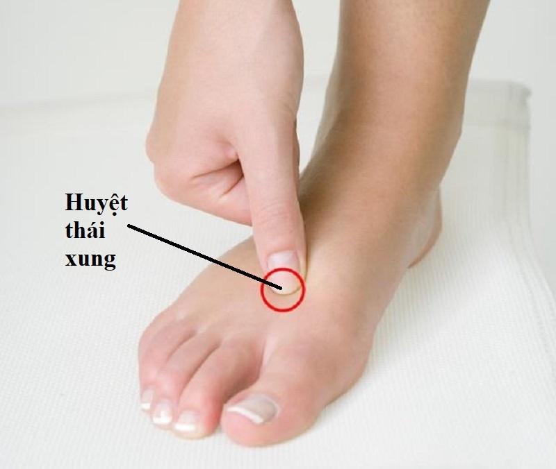 Huyệt Thái xung cũng làm giảm đau bụng kinh tức thì