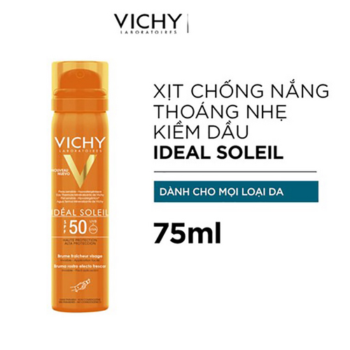 Xịt khoáng chống nắng SPF 50 PA+++ UVA & UVB Vichy Ideal Soleil Face Mist