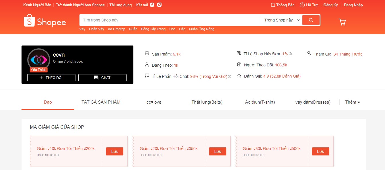 gian hàng bán quần áo xinh trên shopee 17