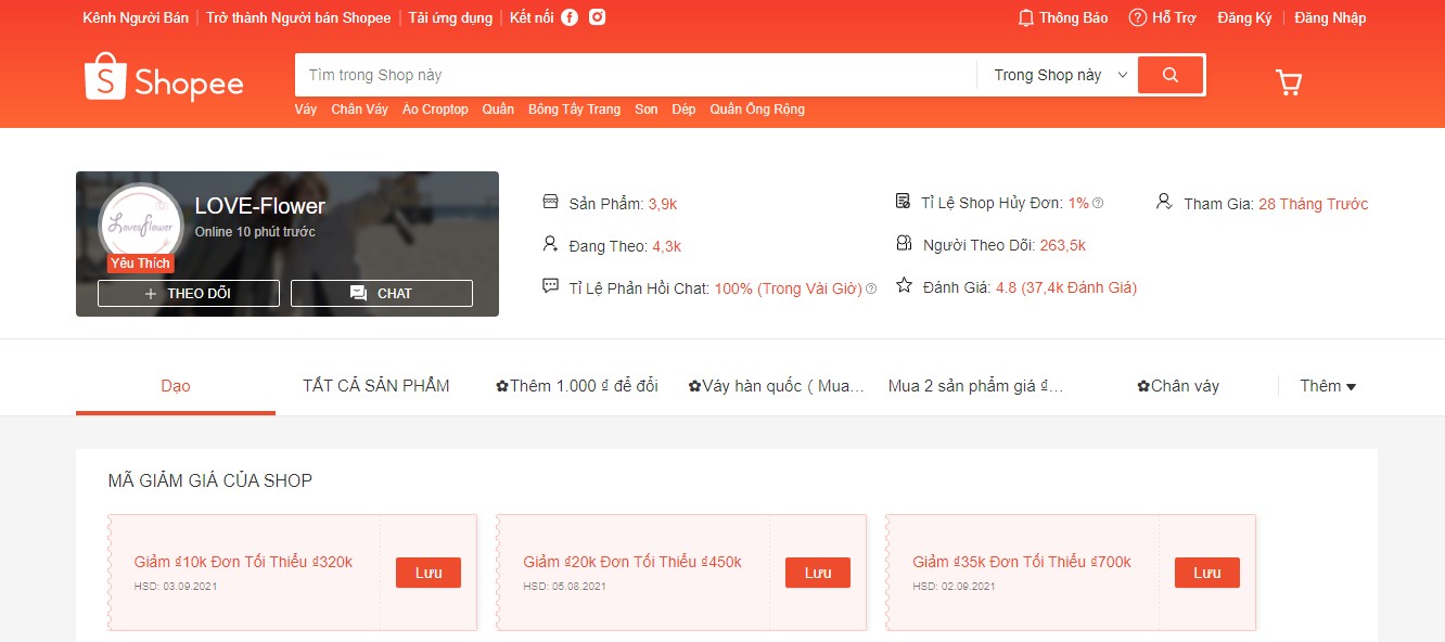 gian hàng bán quần áo xinh trên shopee 19