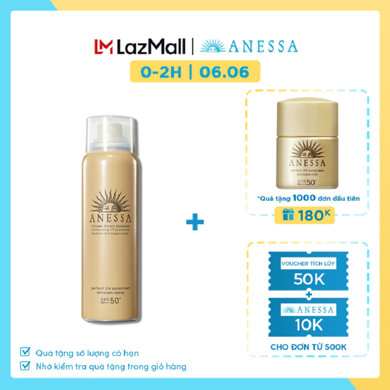 Xịt chống nắng Anessa Perfect UV Sunscreen Skincare Spray SPF 50+ PA++++
