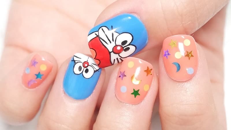 100 mẫu nail Doraemon dễ thương đáng yêu