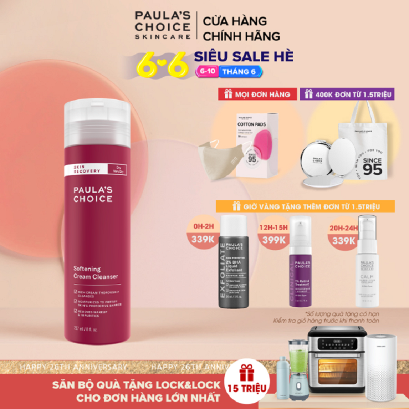 Sữa rửa mặt dành cho da khô phục hồi da và làm dịu Paula’s Choice Skin Recovery Softening Cream Cleanser 237ml-1050