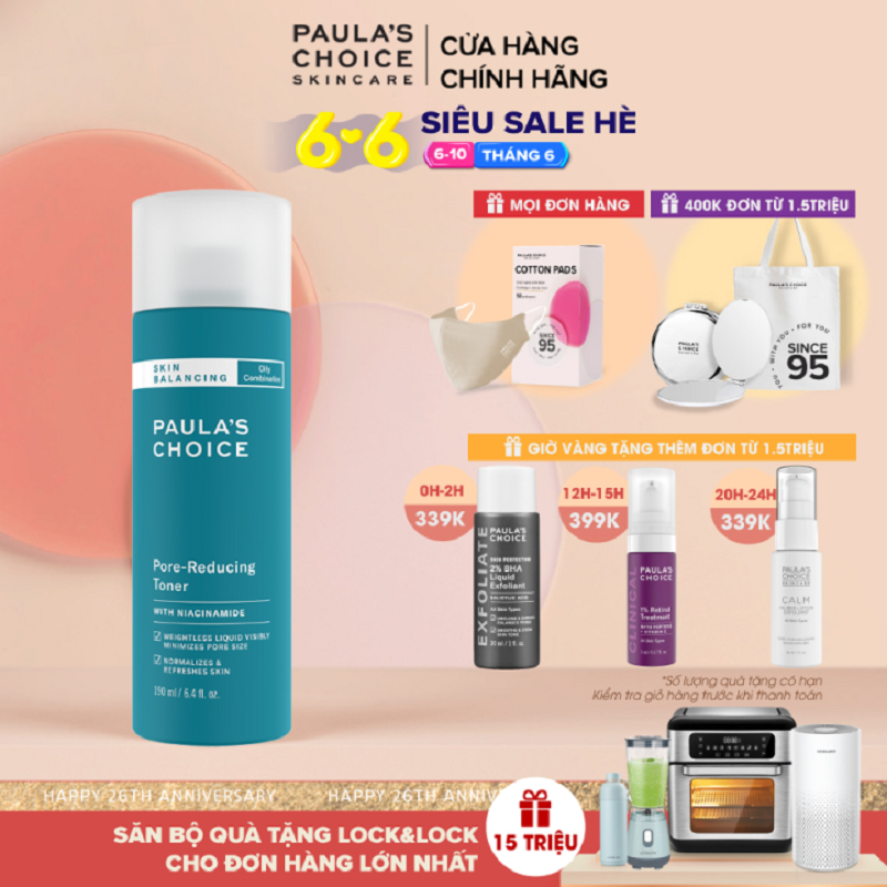 Nước hoa hồng Cân Bằng độ ẩm và Điều Chỉnh Lỗ Chân Lông Paula’s Choice Skin Balancing Pore Reducing Toner 190ml 1350