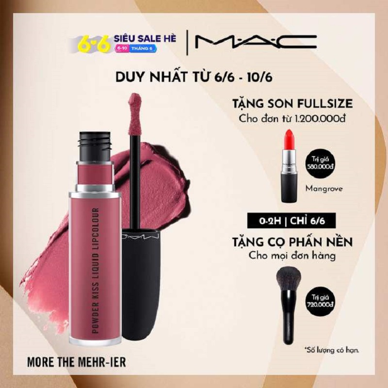 Son môi MAC Powder Kiss Liquid Lipcolour - Moisture Matte Liquid Lipstick 5ml