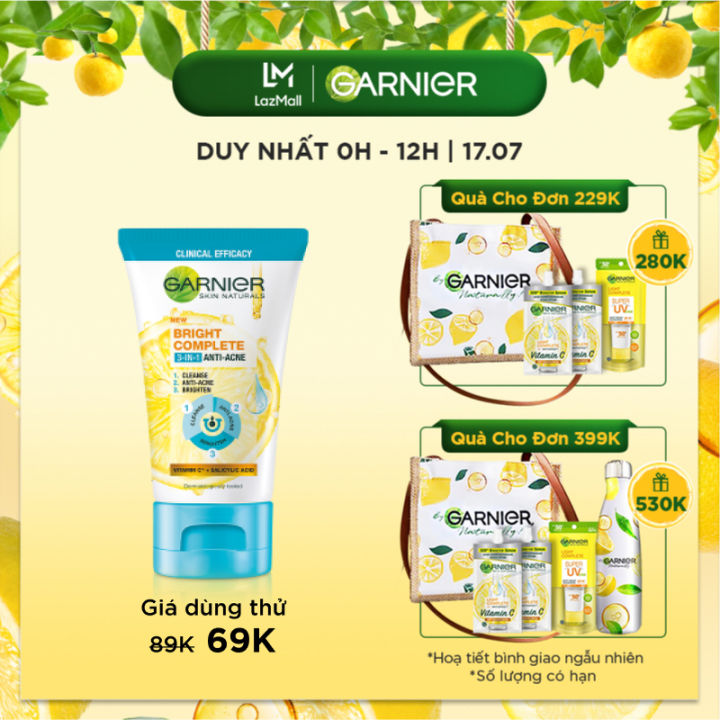 Giá dùng thử sữa rửa mặt Garnier chỉ còn 69K