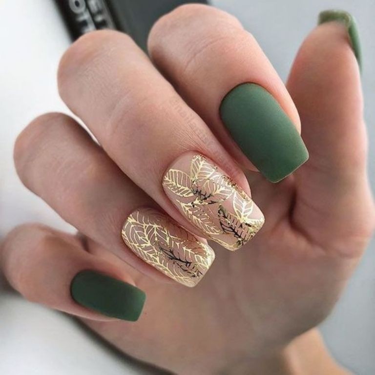 Nail xanh rêu 17