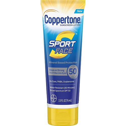 Kem chống nắng cho nam Coppertone Sport Face Sunscreen Mineral Based Lotion SPF 50