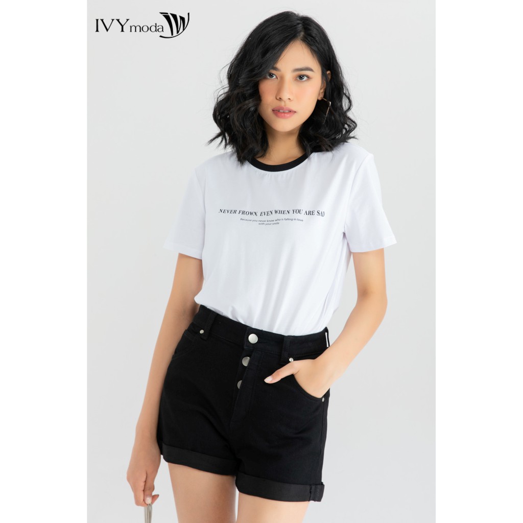 Áo thun trắng viền đen IVY Moda