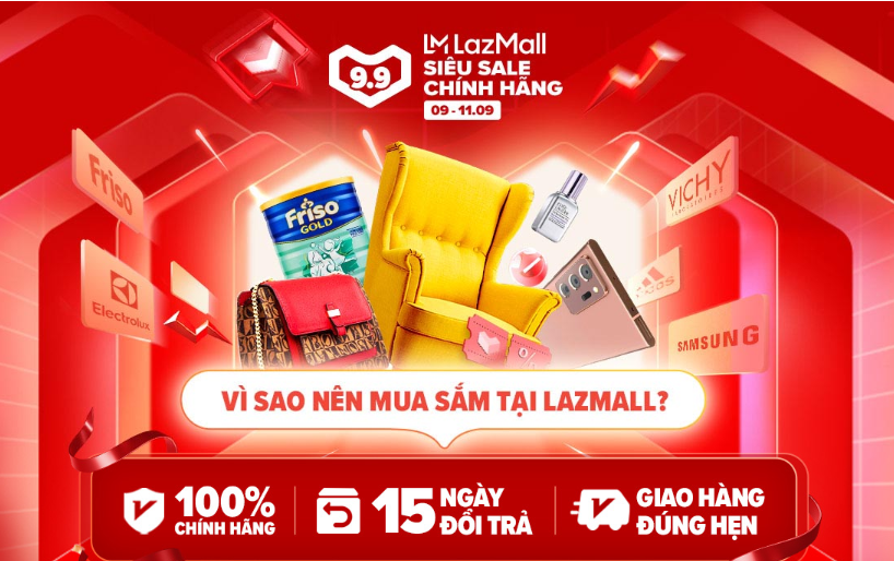 Lazada siêu sale hàng hiệu ngày 9 tháng 9