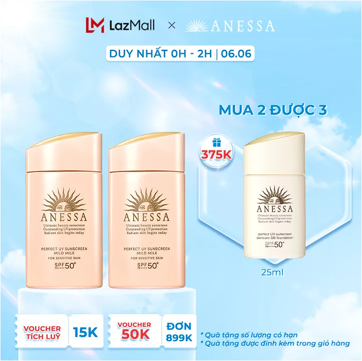 2 ANESSA Perfect UV Sunscreen Mild Milk SPF 50+ PA++++