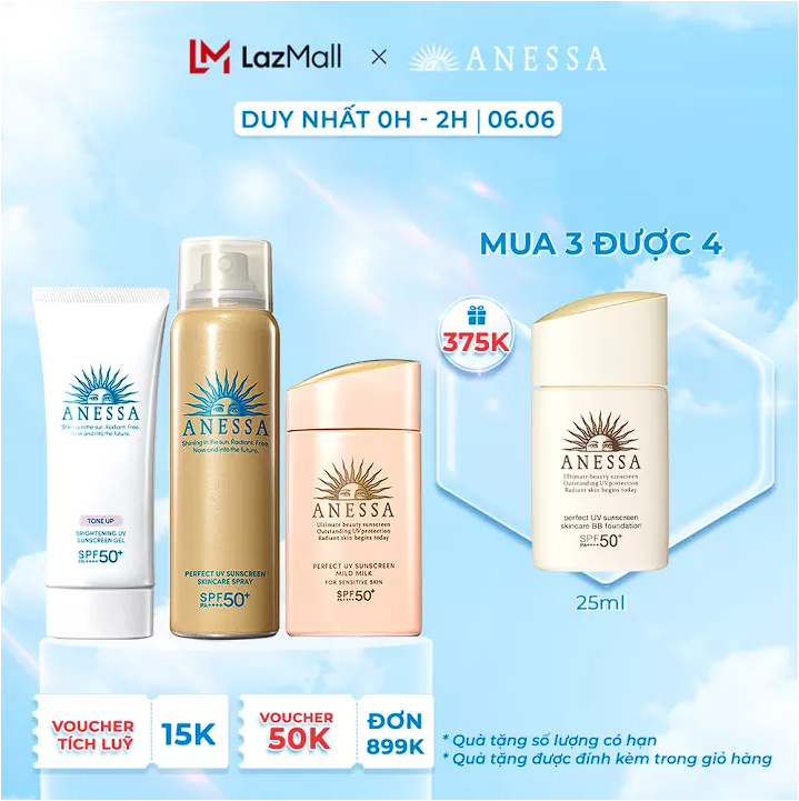 ANESSA Whitening UV Sunscreen Gel SPF 50+ PA++++, Spray SPF 50+ PA++++, Mild Milk SPF 50+ PA+++